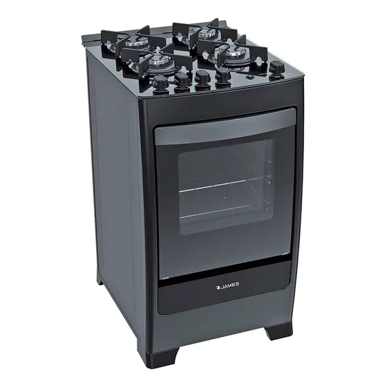 Cocina James C700 V 4 Hornallas Mesada De Vidrio Negro 