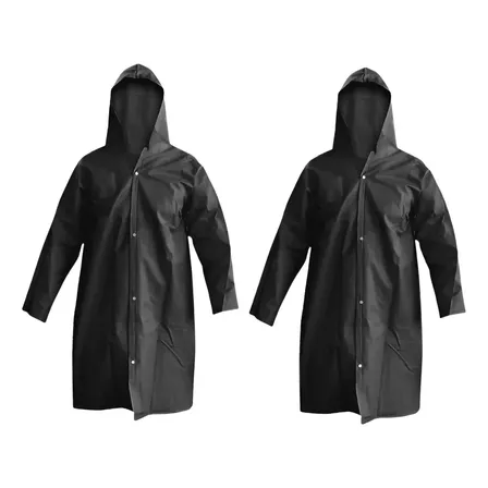 Kit 2 Capa De Chuva Preta Impermeável Pvc Forrado Com Capuz Preto Exg