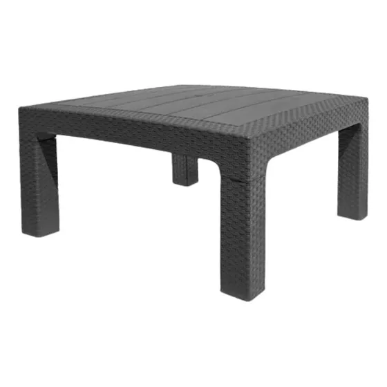 Mesa Baja Plástica Cuadrada Reforzada Jardin Simil Rattan