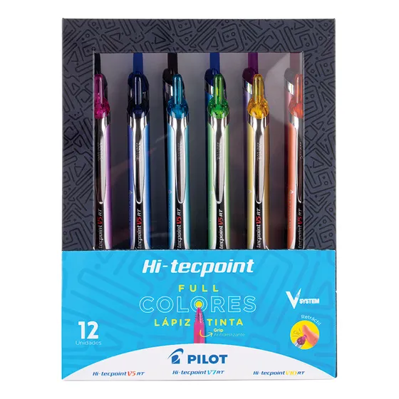 Set 12 Lápices Tinta Hi-tecpoint Grip V5/v7/v10 Pilot