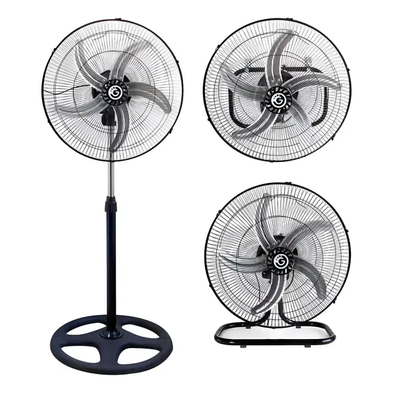 Ventilador 3 En 1 Goldtech Pie Pared Piso Turbo 5 Aspas Metal Color Negro 50cm Diámetro | Cuotas sin interés