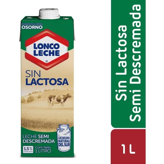 Leche Semidescremada Sin Lactosa Loncoleche Con Tapa 1 L