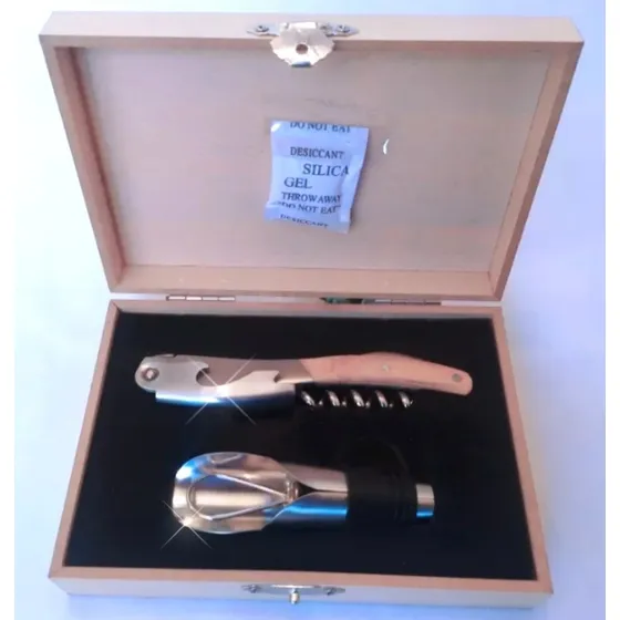 Set De Bar 3 Piezas De Acero Inox Y Estuche De Madera Nuevo