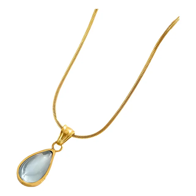 Collar De Mujer De Gotitas De Agua En Chapado En Oro De 18k