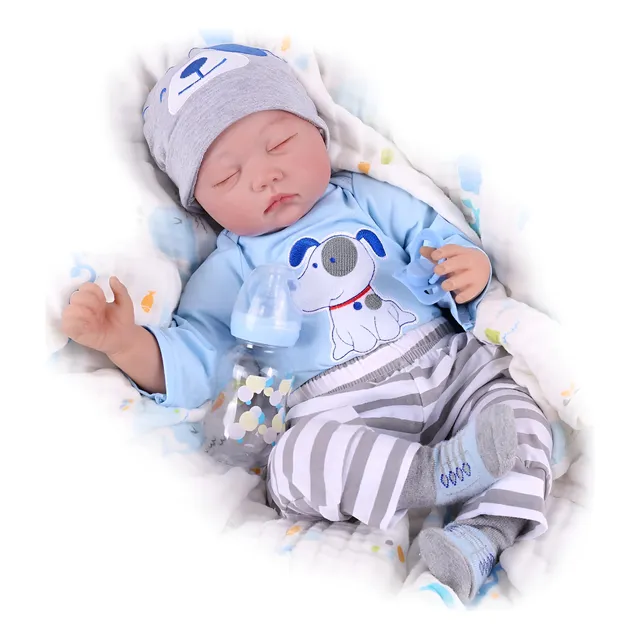 55cm Muñeca Bebé Reborn De Silicona Y Algodón Set Para Cachorros-niño