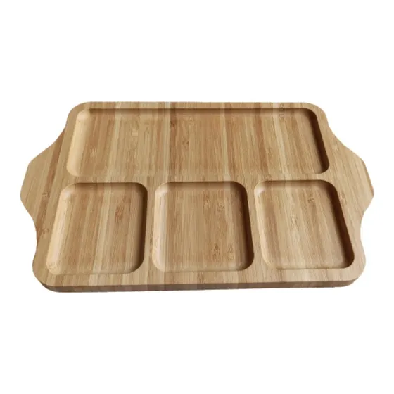 Tabla De Picada Copetinero Madera Bambu Con 4 Divisiones 
