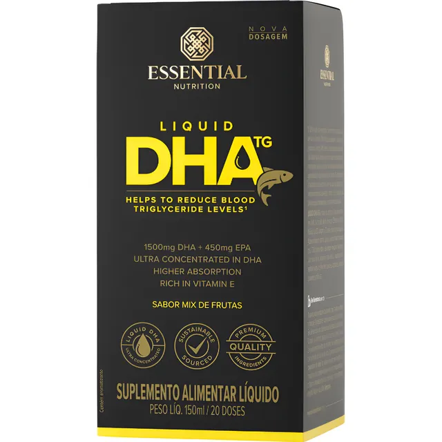 Dha Liquid Tg 1500mg Ômega 3 Tg 150ml Essential Nutriton