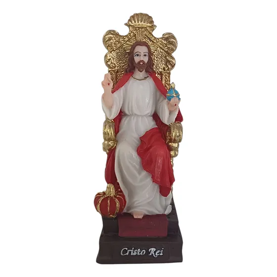 Imagem De Cristo Rei Sentado 13cm Resina 