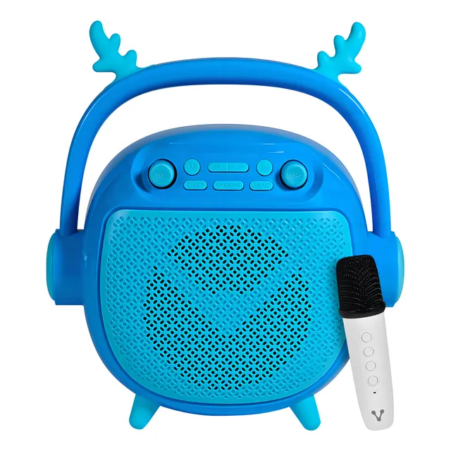 Bocina Bluetooth Infantil Vorago BSP-205 con Micrófono, Luces LED, USB-C, Karaoke, Efectos de Voz, SD - Ideal para Fiestas y Diversión de Niños