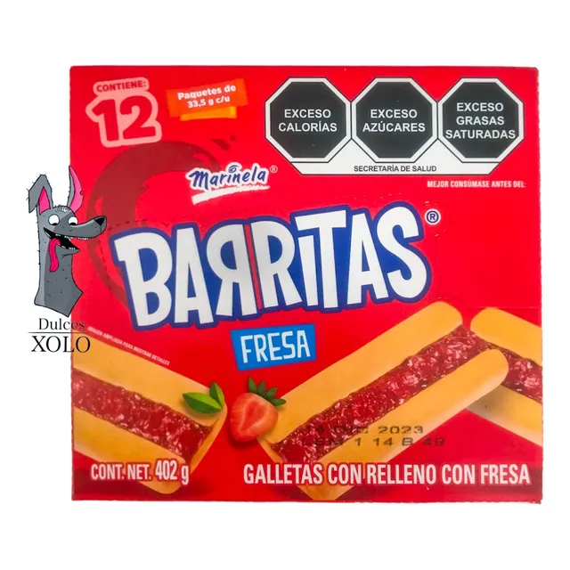 Galletas Barritas Fresa Marinela 12pz