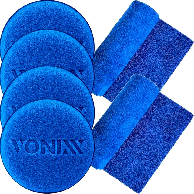Kit 4 Aplicadores Espuma Cera + 2 Toalhas Microfibra 40x40