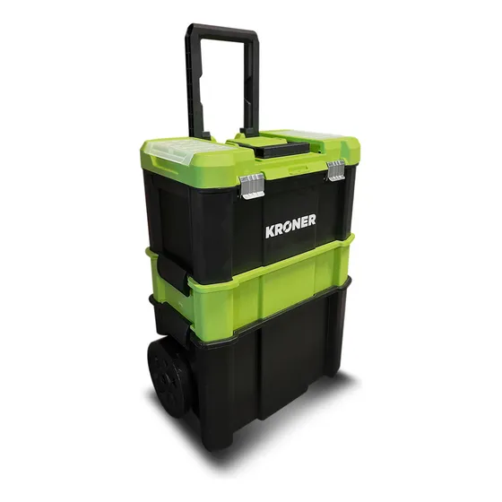 Carro Porta Herramientas Caja 3 Cuerpos Profesional Kroner Color Verde lima