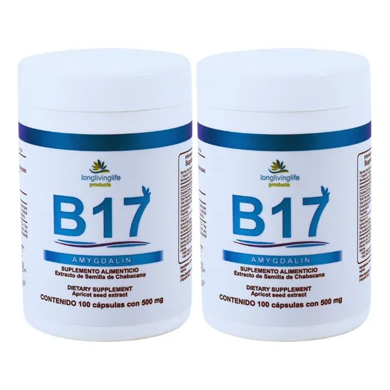 B-17 Amigdalina 500 Mg 100 Capsulas 2 Pack