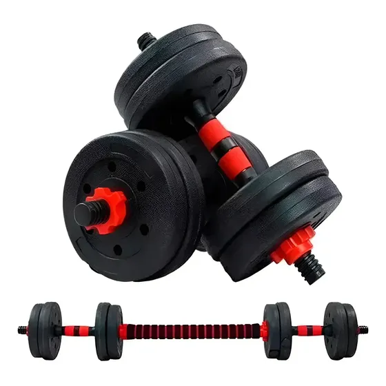 Set De Mancuernas 15 Kg Barra Armable Ajustable Boost Fitnes Negro
