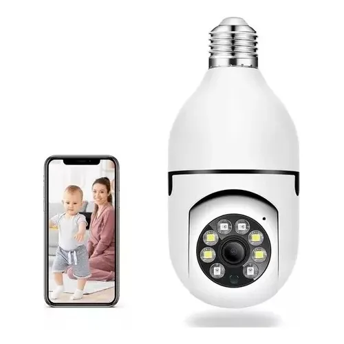 Camara Ip Rotica Tipo Bombillo Wifi 360° Vision Nocturna