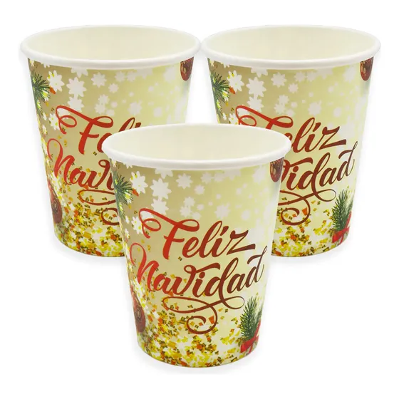 Vaso Cartón Feliz Navidad  X48 Unidades