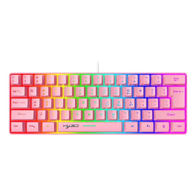 Teclado Mini 60 % Retroiluminado Rgb Silencioso Ingles Us