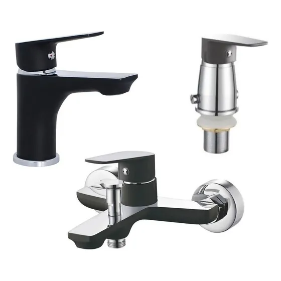 Grifería Baño Completo Lavabo + Bidet + Ducha Duo Negro - Sa