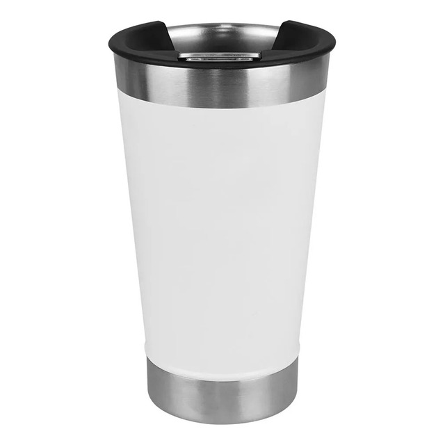 Copo Térmico Com Tampa Abridor 473ml Aço Inox Premium Cor Branco Copo Térmico Com Tampa Abridor 473ml Aço Inox Premium Cor Branco