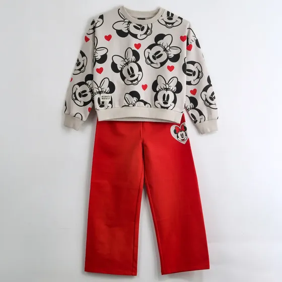Conjunto Buzo Niña Minnie Disney Full Print Beige