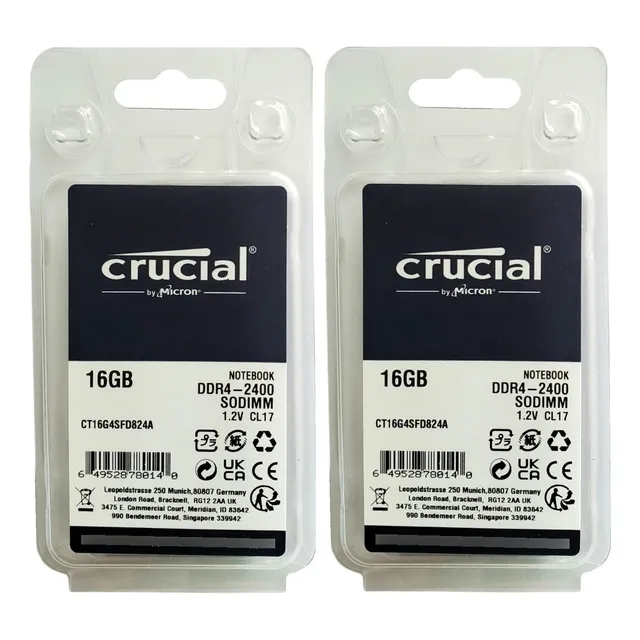 Memoria Ram Crucial 32gb Kit (2 X 16gb) Ddr4 2400mhz Sodimm