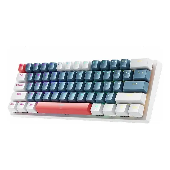 Mini Teclado Mecânico Machenike K500 Branco Formato 60% com Fio Switch Aula Brown