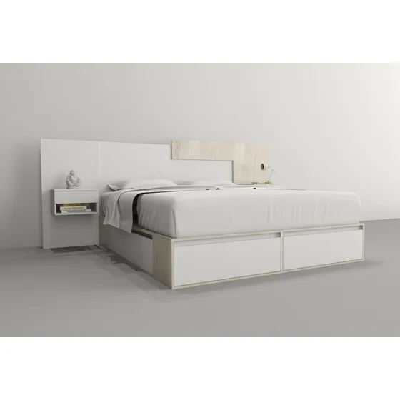 Cama Box Cajonera Con Zapatero P/sommier King 2 Por 2