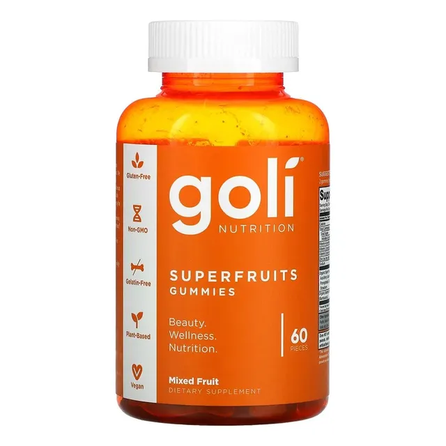 Goli Nutition Gomitas de belleza con superfrutas Gomita Nutritivas Con Vitaminas 60 Unidades Con Ingredientes Que Mejoran La Producción De Colágeno Radiante. Rejuvenece. Refresca