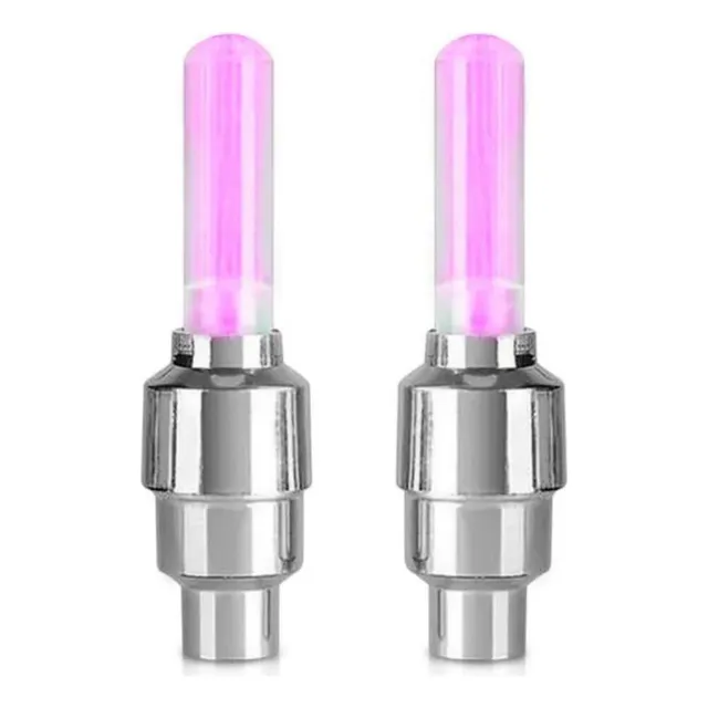 Set 2 Luz Led Válvula Ruedas De Bicicleta Moto Carro / Tapón