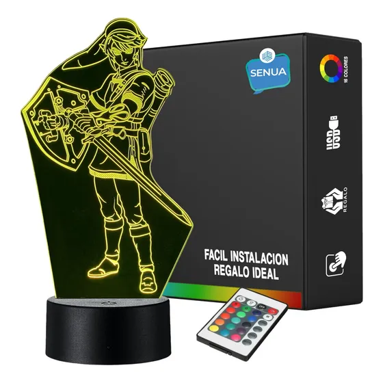 Lámpara De Noche Led 3d Link The Legend Of Zelda Holograma
