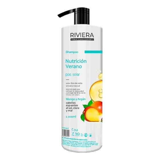 Shampoo Sin Sal Riviera Nutrición Verano Mango Y Argán 1l