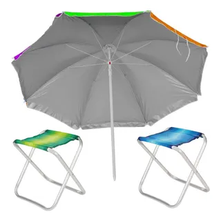Kit Praia Guarda Sol 1,30 M + 2 Banquetas Banco Dobravel Kit Praia Guarda Sol 1,30 M + 2 Banquetas Banco Dobravel