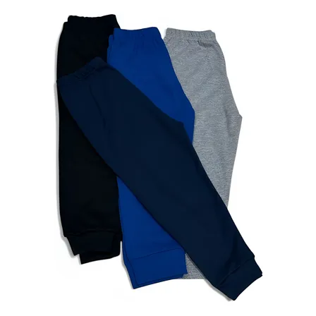 3 Calças Malha Algodão Infantil Menina/menino Verão Escolar