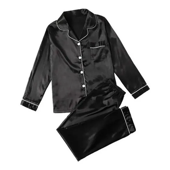 Conjunto De Pijama De Seda De Manga Larga Para Hombre