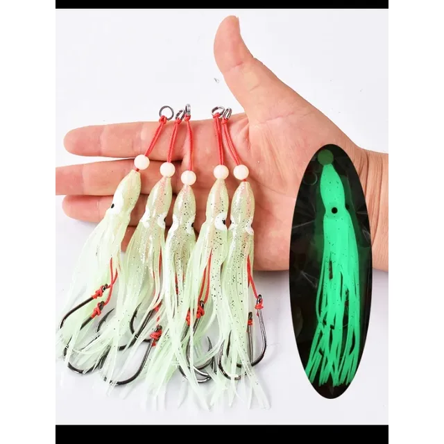 Señuelos De Pulpo Fluorescentes Con Doble Anzuelo 12 Cm