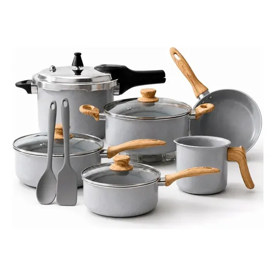 Jogo De Panela Pressão Indução Ceramic Life Brinox Gris 8pçs
