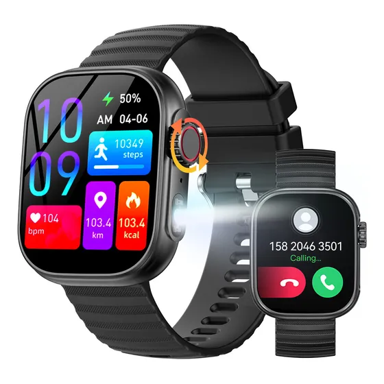 2.01 Relógios Inteligentes Com Lanterna Smartwatch