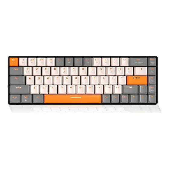 Teclado Gamer Mecanico K68 Dual Mode Hotswap Switch Red 60% Branco Inglês Us