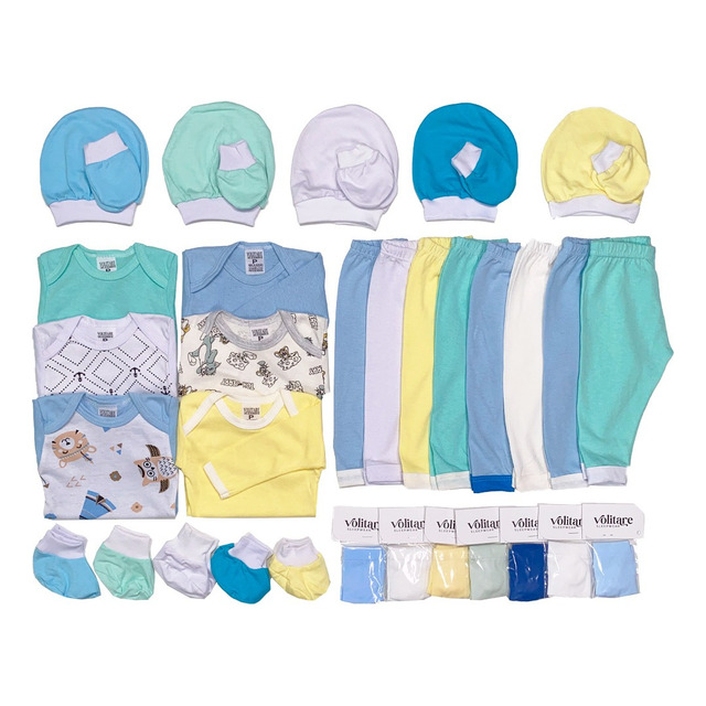 Kit Body Enxoval 36 Pçs Liso Estampado Completo Frete Grátis Kit Body Enxoval 36 Pçs Liso Estampado Completo Frete Grátis