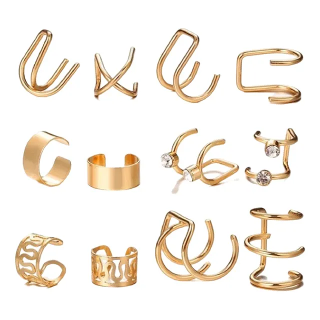 Aretes Ear Cuff Set 12 Piezas Ajustables Sin Perforacion
