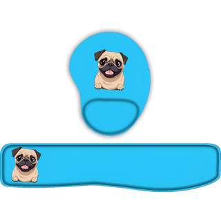 Kit Mouse Pad + Apoio De Teclado Pug Risonho Kit Mouse Pad + Apoio De Teclado Pug Risonho