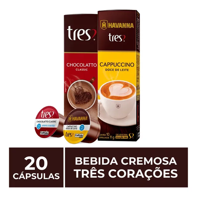 20 Cápsulas Três Corações, Bebida Cremosa.