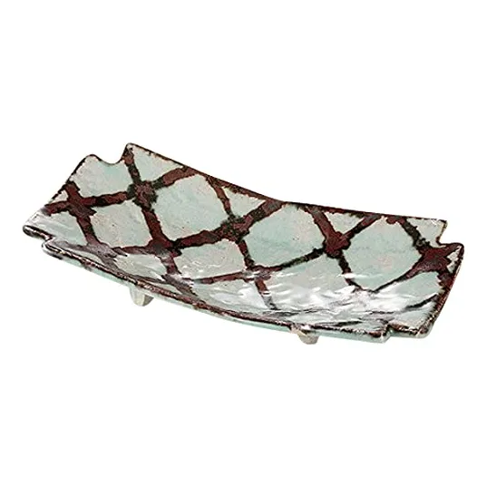 Plato Cuadrado Largo Celosia Oxidada Cm Oz Para Posada