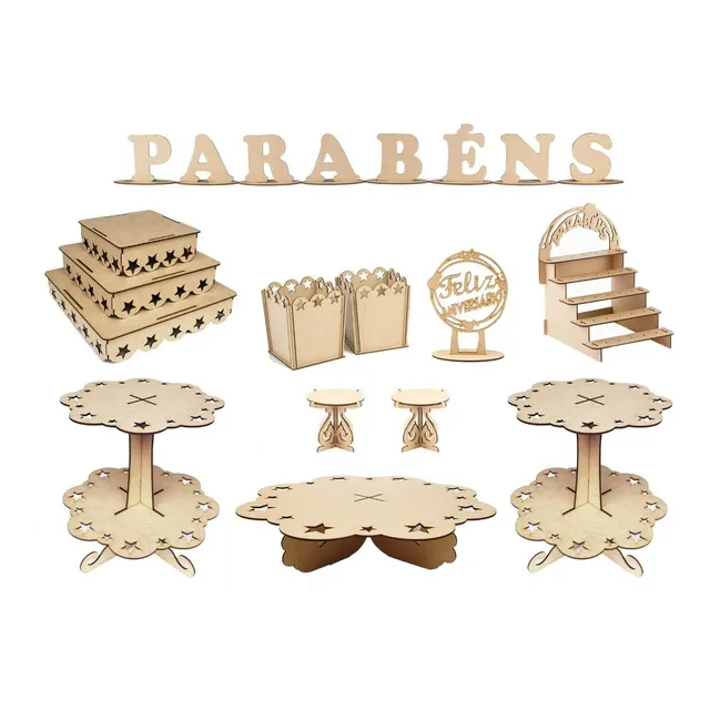 Kit Festa Provençal Decoração Mesa De Doces Trio Bandejas