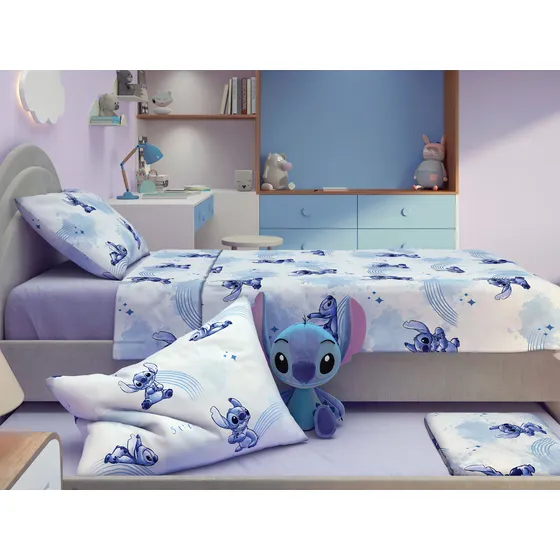 Jogo De Cama 3 Peças Lepper Personagens 100% Algodão Cor Stitch