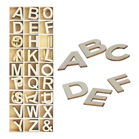Set De 162 Letras Mayúsculas 3cm En Madera Ref. 62010 Decora