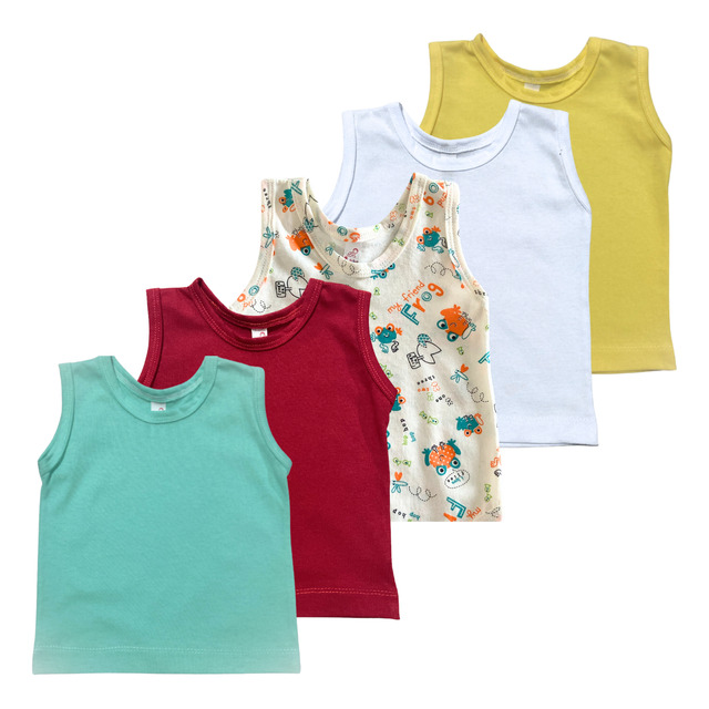 Kit 5 Regatas Camisetas Bebê Pijama Menino Menina Kit 5 Regatas Camisetas Bebê Pijama Menino Menina