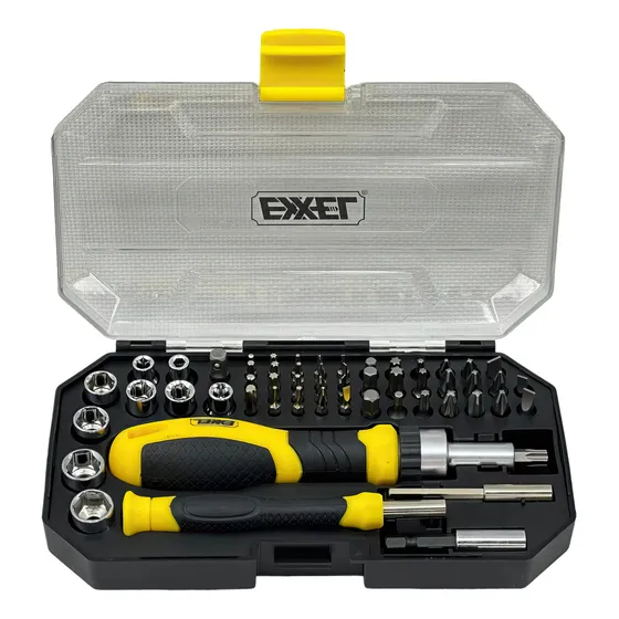 Juego Destornilladores Ratchet 55 Piezas Exxel