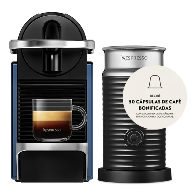 Cafetera Nespresso Pixie Blue Con Aeroccino