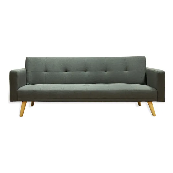 Sofa Cama Plegable Con Apoyabrazos Tapizado Lino Color Gris